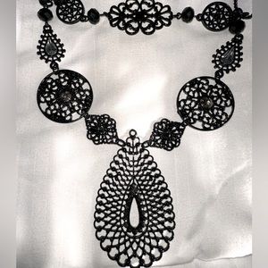 Black Metal Rhinestone necklace.
